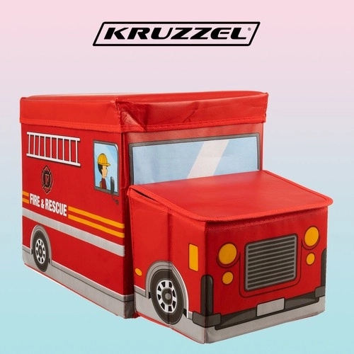 Pouf pliable / coffre à jouets Pompiers - Kruzzel 22489