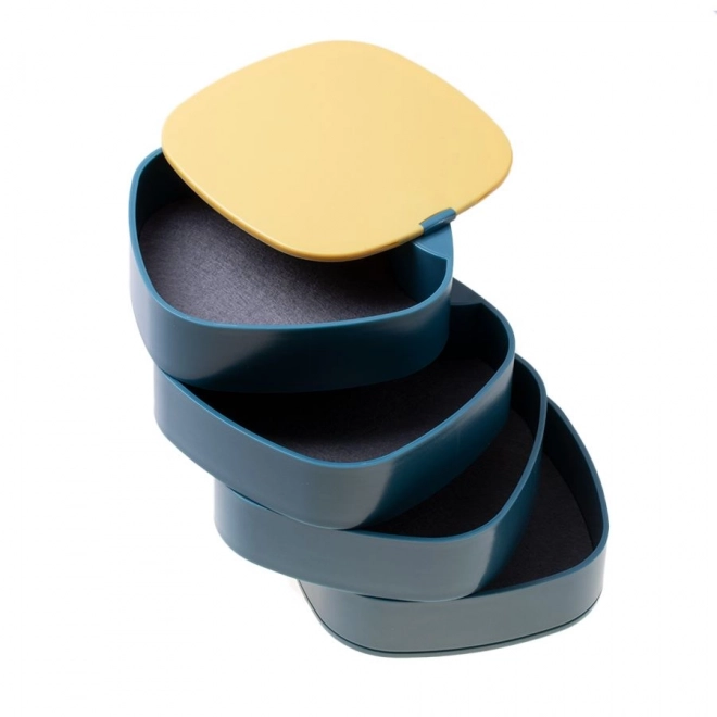 Boîte à bijoux à plusieurs niveaux, organisateur prémium - bleu