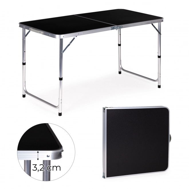 Table de camping pliante camping noir plateau 120 x 60 cm