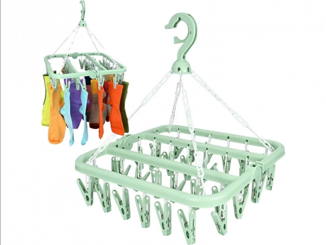 Séchoir suspendu pour chaussettes et linge avec 32 pinces