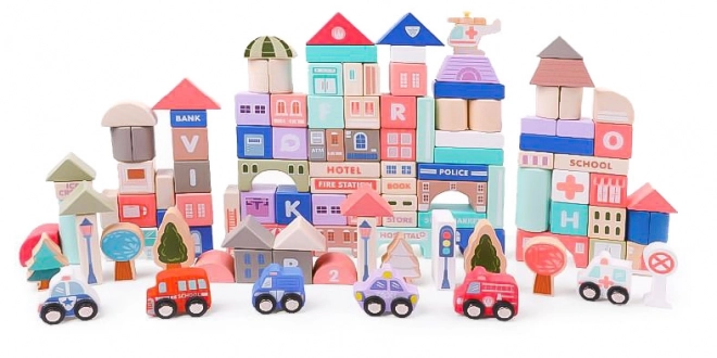 Blocs éducatifs en bois avec base 115 pièces ECOTOYS