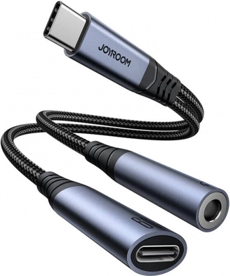 Adaptateur audio 2 en 1 Type‑C vers 3,5 mm et Type‑C noir