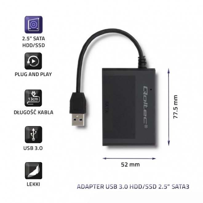 Adaptateur USB 3.0 pour disques HDD/SSD 2.5 pouces SATA3