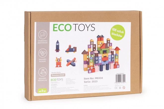 Ensemble éducatif en bois coloré - cubes pour enfants 108 pièces