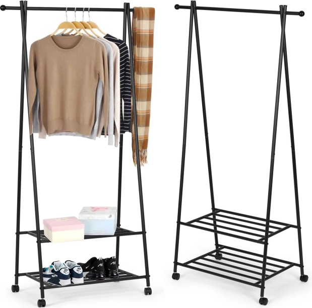 Portant à vêtements avec deux étagères