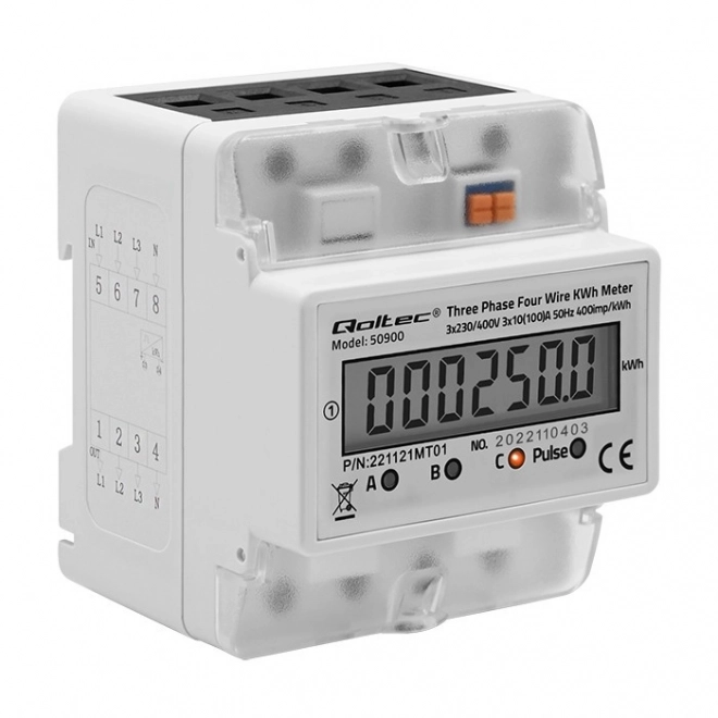 Compteur électronique triphasé | Rail DIN | 400V | LCD | 4P