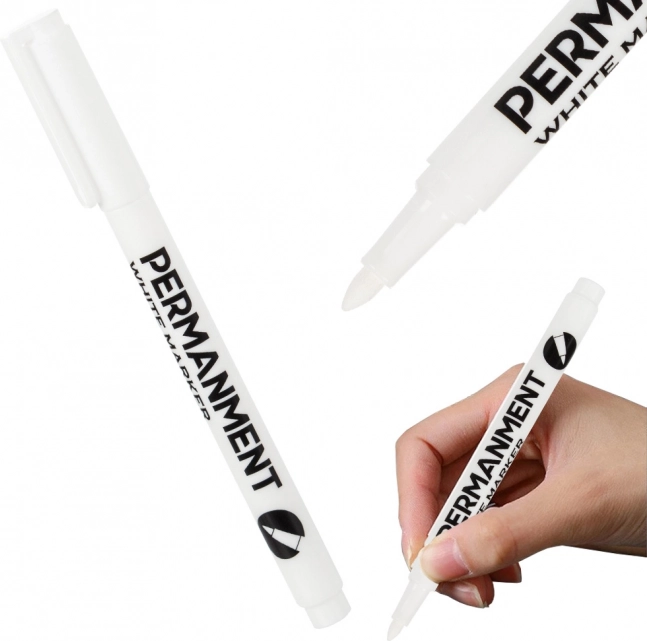 Marqueur blanc permanent pour pneus, verre et acier – résistant à l’eau, séchage rapide, 1 mm