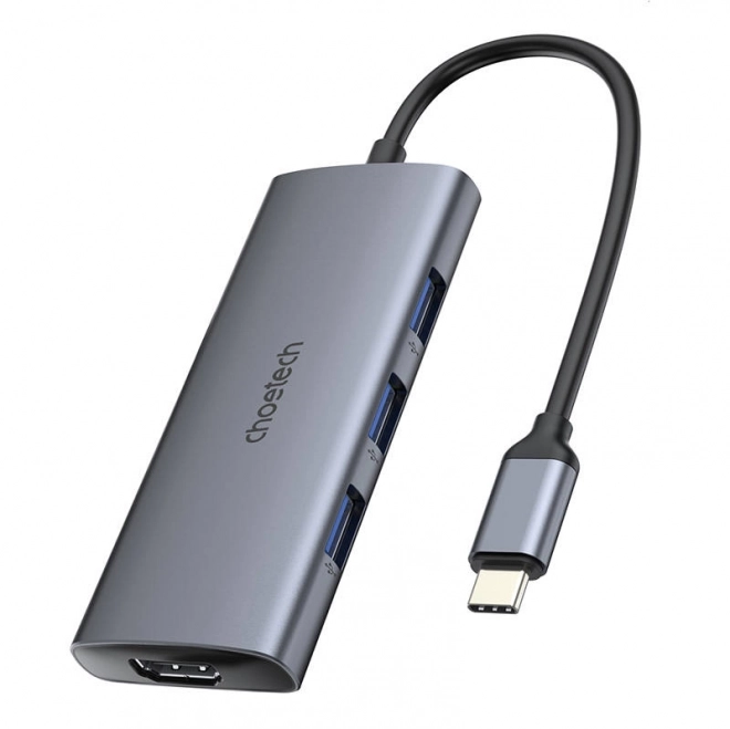 Adaptateur USB-C Choetech 7v1 Argent