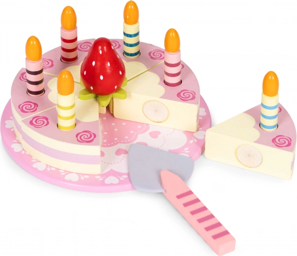 Set de gâteaux en bois à scratch, fruits et bougies pour enfants, 16 éléments
