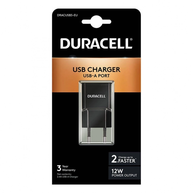 Chargeur secteur USB Duracell, 2,1 A (noir)