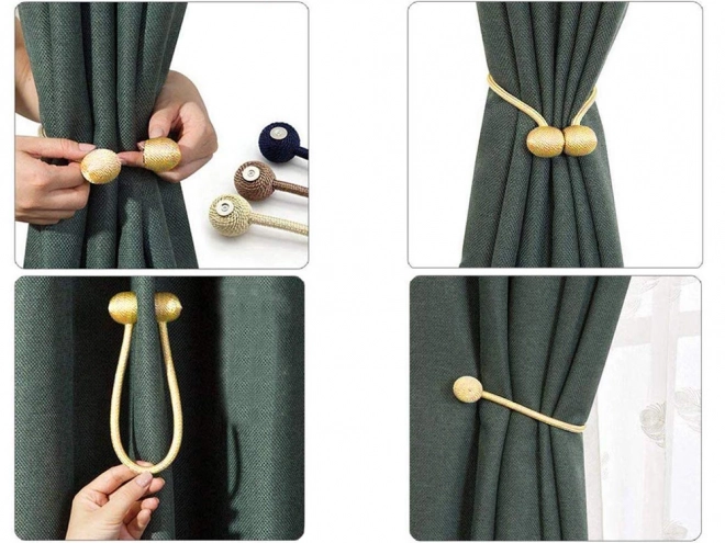 Clips magnétiques décoratifs pour rideaux – Doré