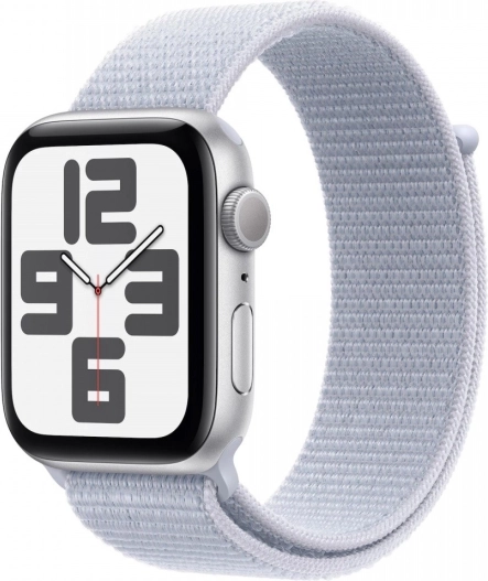 Apple Watch SE GPS, boîtier en aluminium argent 40 mm avec bracelet bleu nuage