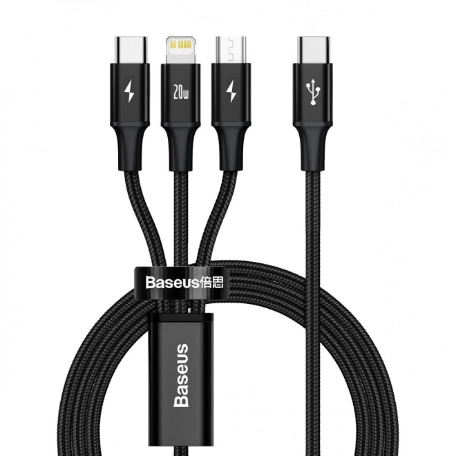 Câble de charge Baseus 3 en 1, 20W, noir, 1,5 m
