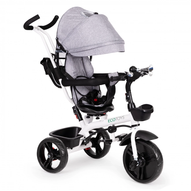 Tricyclette rotative à 360° Grise avec capuche