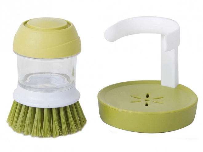 Distributeur de liquide pour brosses de cuisine pour le lavage et le récurage de la vaisselle, avec support