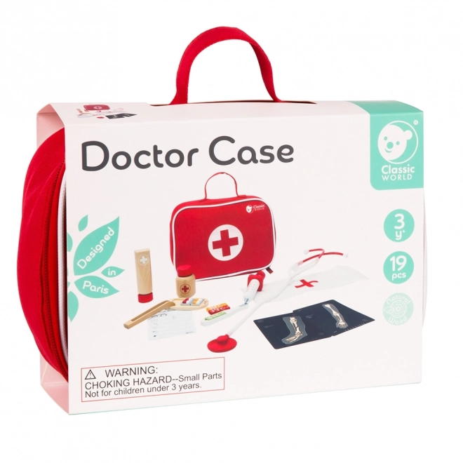 Set docteur/médecin 19 pièces bois/plastique en emballage papier 21x16x8cm