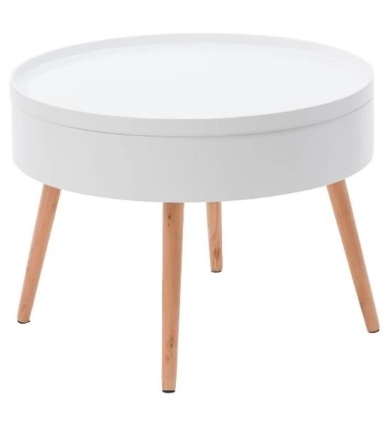 Table basse ronde avec espace de rangement 60 cm