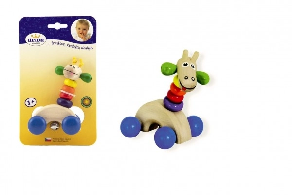 Detoa girafe en bois sur roues