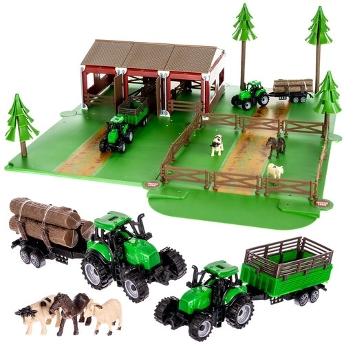 Ferme avec animaux + 2 tracteurs avec remorque