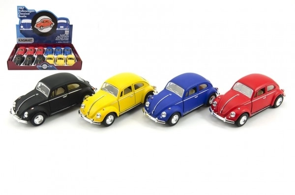 Auto Kinsmart VW Coccinelle Classique métal/plastique 13cm à rétrofriction 4 couleurs 12 pcs en boîte