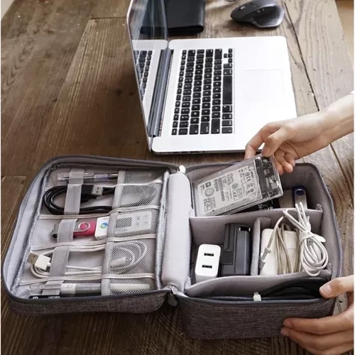 Organisateur de voyage pour câbles et chargeurs avec poignée