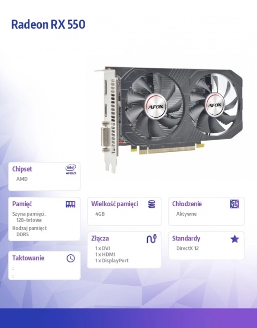 Carte graphique Radeon RX 550 4GB GDDR5