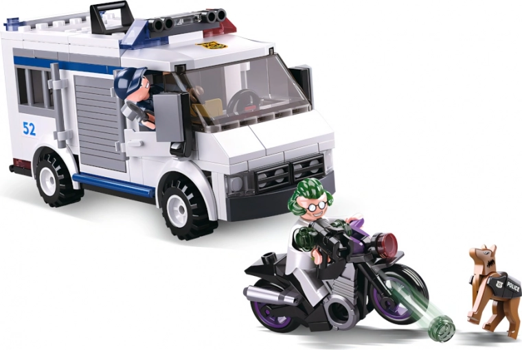 Moto du voleur et chien policier