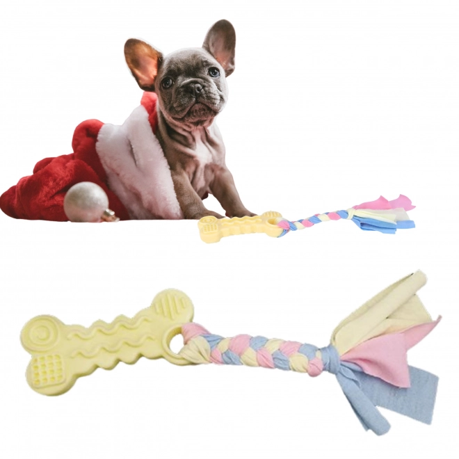 Jouet pour chien coloré - jouet à mâcher avec corde – Jaune