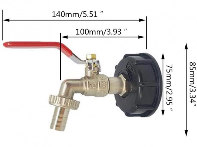 Robinet pour réservoir Mauser 1000L avec valve de tuyau