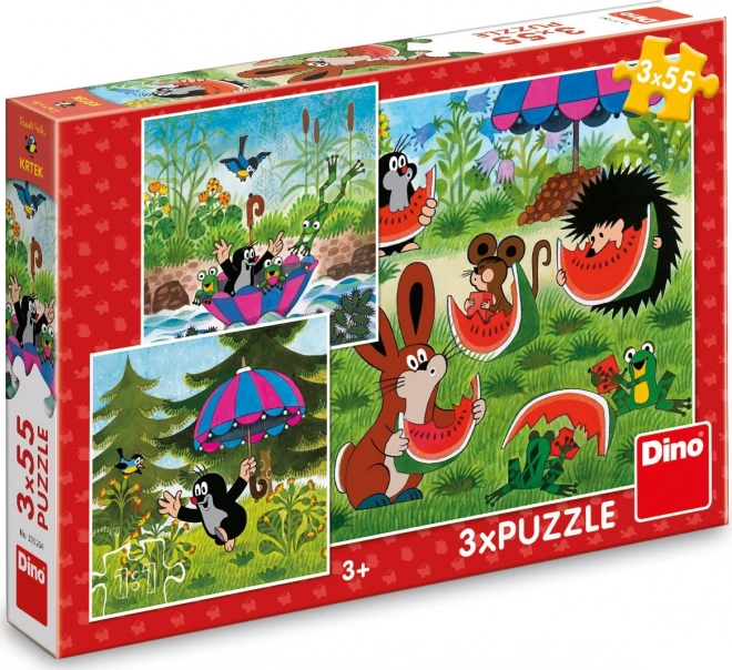 Dino Kret et l’ombrelle puzzle 3x55 pièces