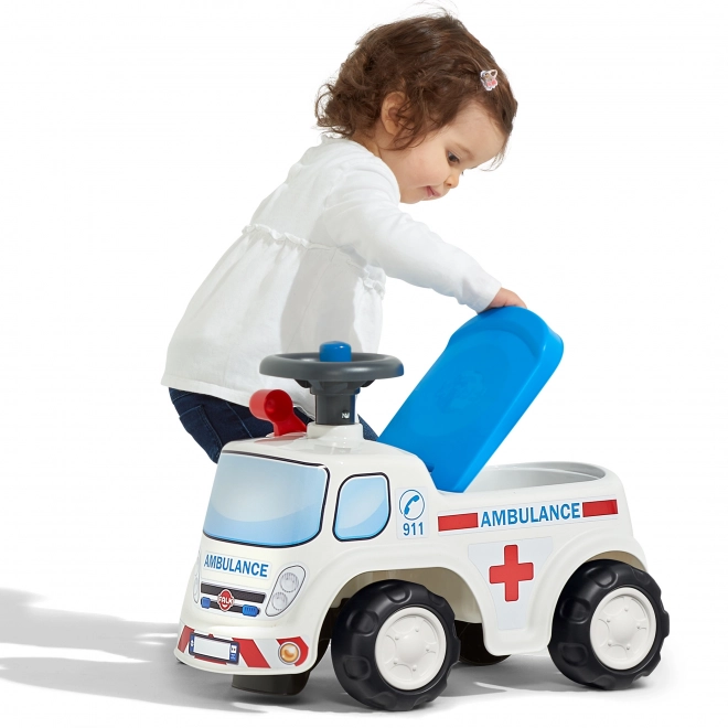FALK Porteur Ambulance avec siège ouvrant et klaxon sur le volant