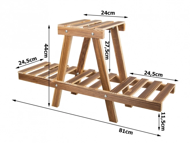 Support en bois à deux niveaux pour plantes