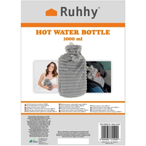 Bouteille en caoutchouc pour eau chaude avec housse 2000ml Ruhhy 19806