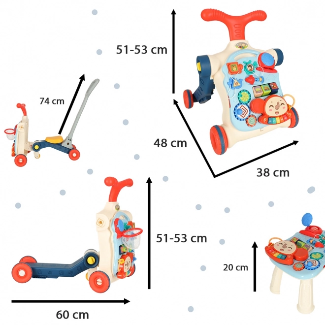 Trotteur multifonctionnel pour enfants et table interactive 5 en 1
