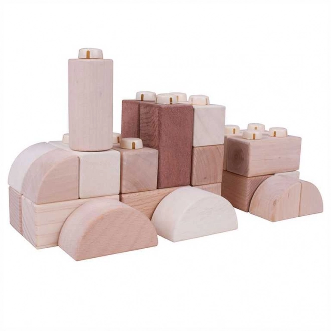 Bigjigs Bébé Blocs de Connexion en Bois - Naturel ensemble de 100 pièces