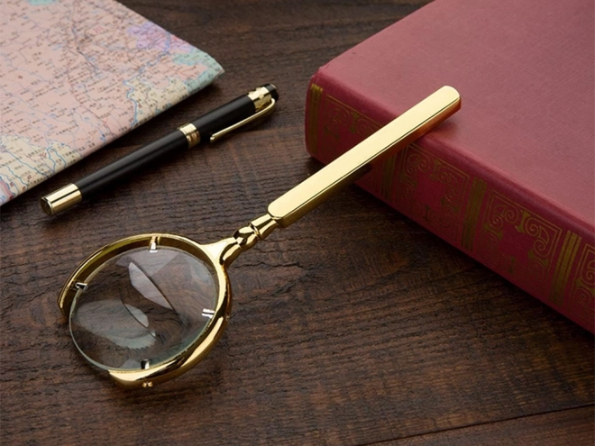 Loupe de lecture à main dorée avec grossissement 6x