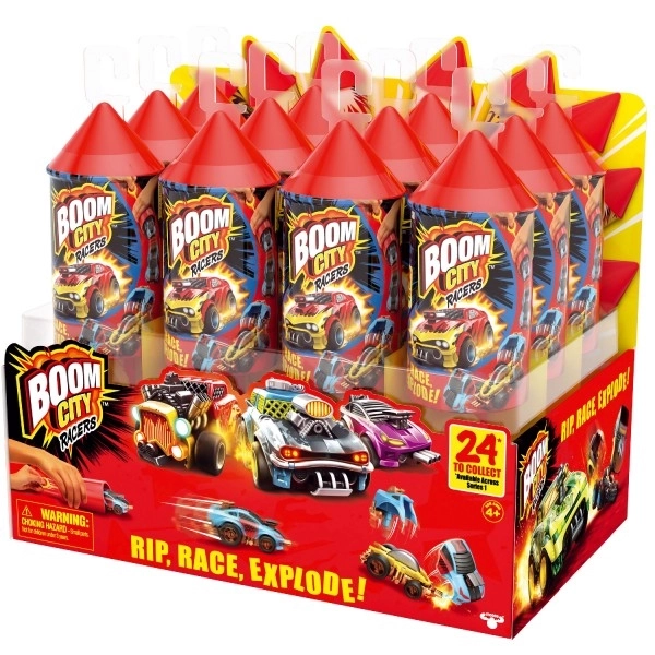 Auto Boom City Racers mix plastique types dans un tube plastique 21x6,5x6cm