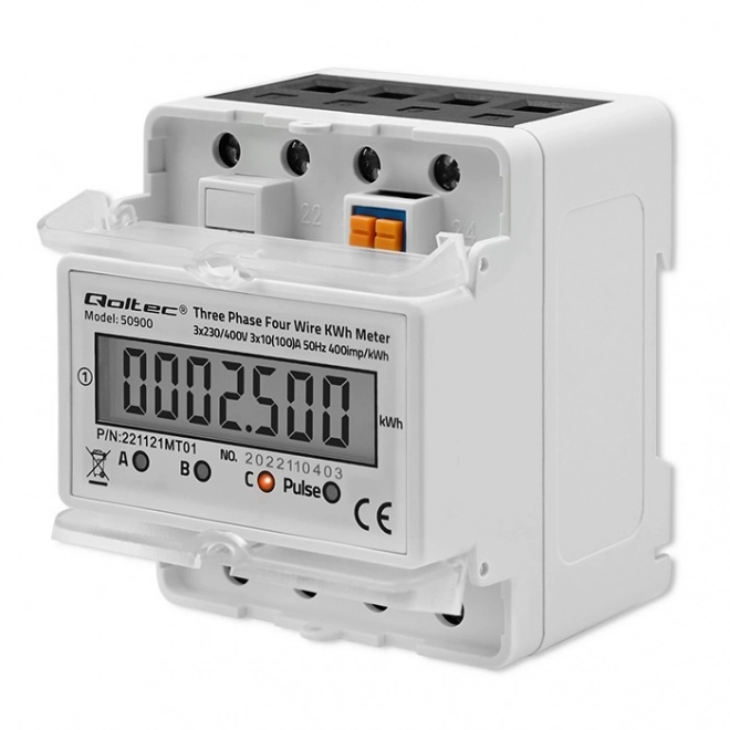Compteur électronique triphasé | Rail DIN | 400V | LCD | 4P