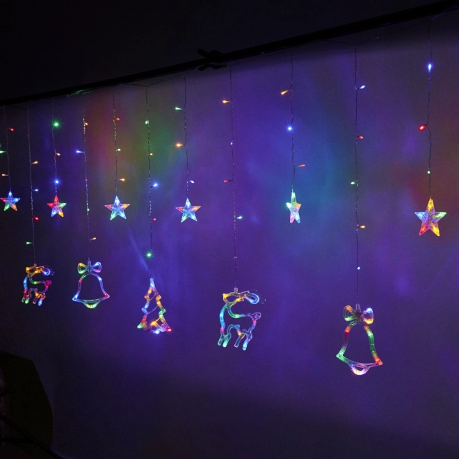 Rideau LED multicolore avec motifs de Noël - 2,5 m, 138 LED