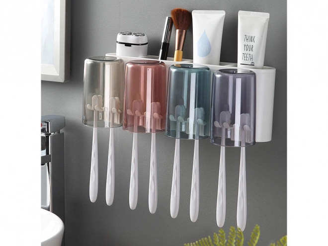 Organisateur pour brosses à dents avec distributeur de dentifrice