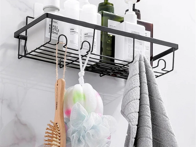 Étagère de salle de bain loft avec crochets