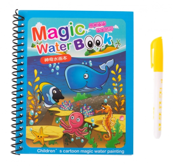 Livre d'eau avec marqueur animaux marins bleu