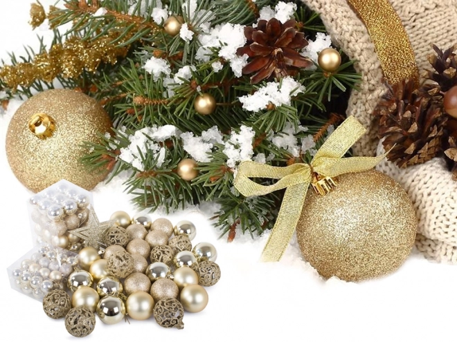 Ensemble de décorations de Noël 100 pièces avec étoiles dorées
