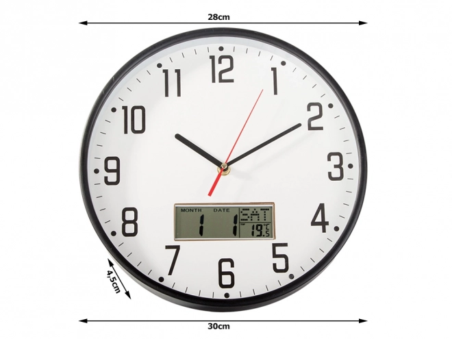 Grande horloge murale silencieuse avec date et température