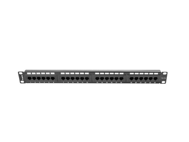 Panneau de brassage 24 ports 1U Cat 5e noir