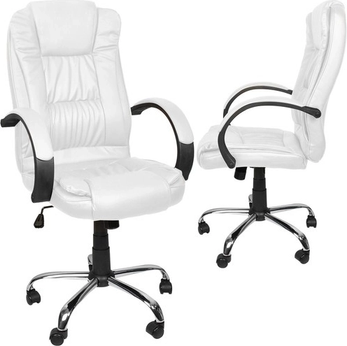 Fauteuil de bureau pivotant blanc en simili cuir Malatec