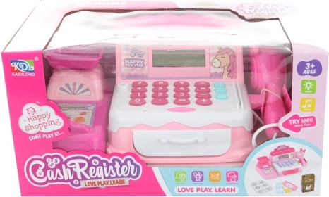 Caisse enregistreuse pour enfants avec licorne – caisse électronique rose à piles