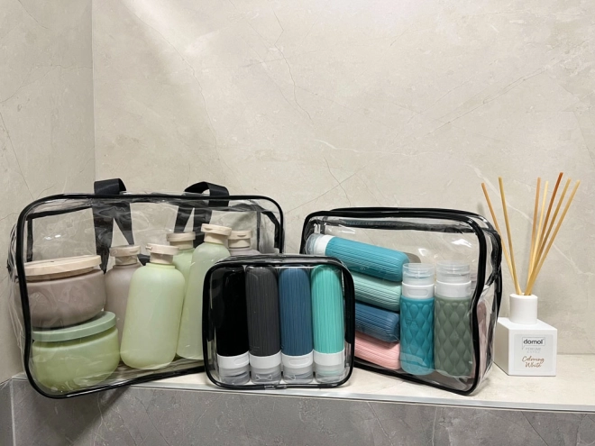 Ensemble de trousses de toilette transparentes de voyage - 3 pièces