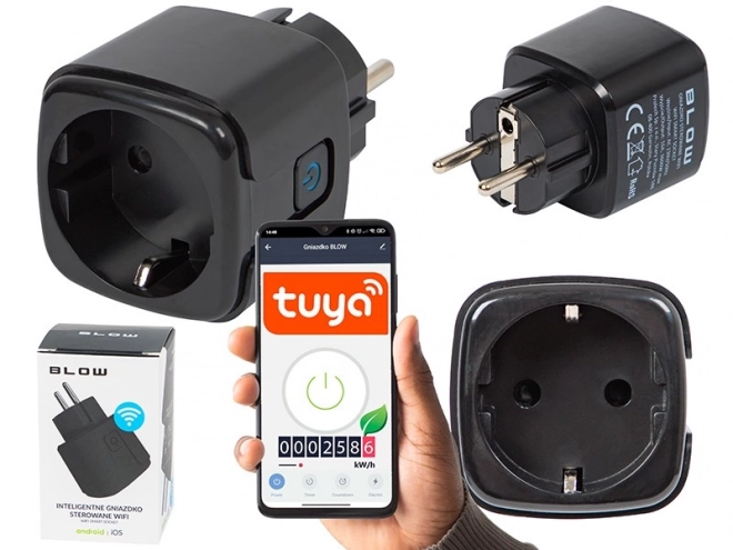 Prise intelligente TUYA V3 noire avec contrôle WiFi