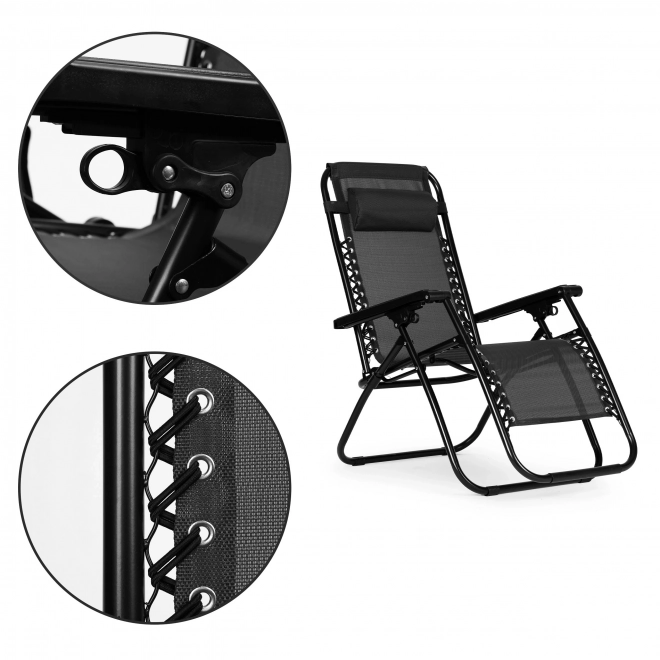 Chaise de jardin avec dossier réglable ZERO GRAVITY ModernHome - noir